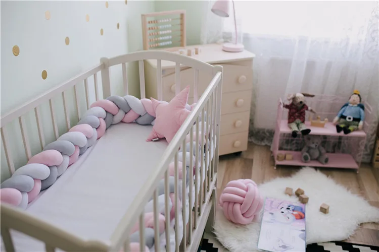 1 M/2 M/3M/4M Детские бамперы для кроватки, хлопковая круглая подушка для кроватки, многоцветная Подушка для новорожденных