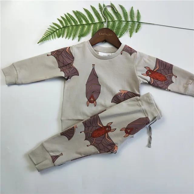 bobozone bats print thin sweatshirt sweatpants for kids 1 6 in