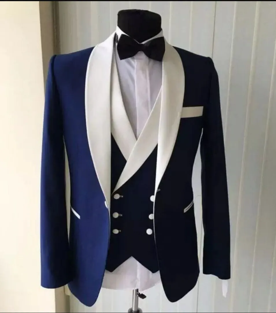 Ivory and navy tuxedo Clearance
