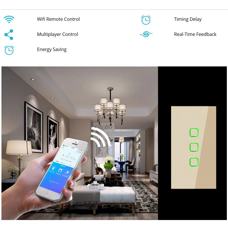 US Wifi App Remote Control Type Wall Light Controller Smart Home Automation Touch Switch Waterproof - 32886617944