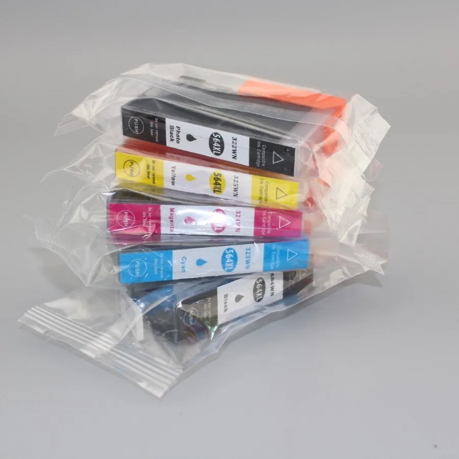 XIMO 5 Pack Ink Cartridges with chips showing ink level for HP 564XL CN684WN CB322WN CB323WN CB324WN CB325WN | Компьютеры и офис