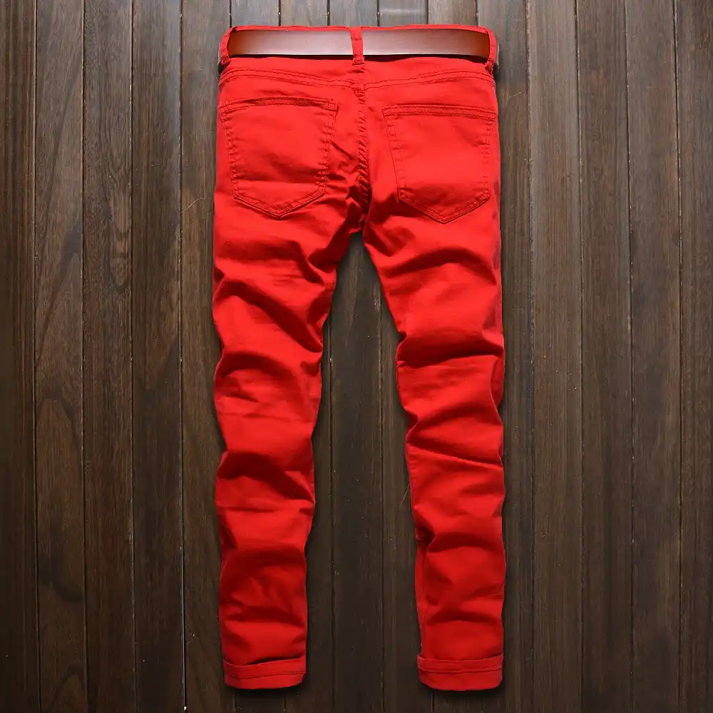 red ripped skinny jeans