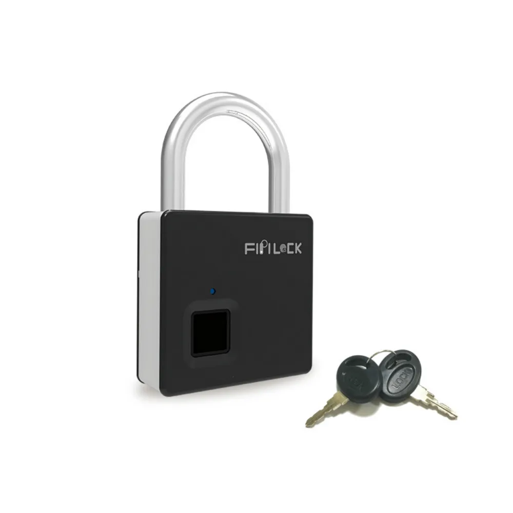 

Door padlock outdoor travel fitness U-shaped stainless steel lock biometric intelligent fingerprint key anti-theft lock with key