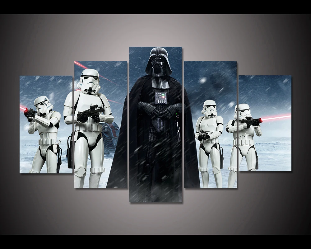 

HD Prints Pictures Wall Art Canvas Posters Home Decor 5 Pieces Star Wars Darth Vader Movie Paintings For Living Room Framework