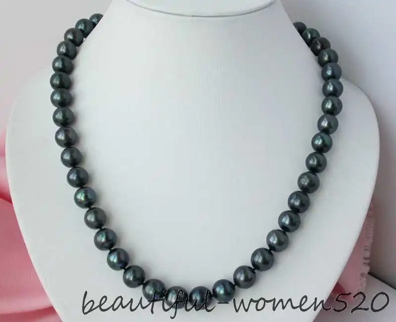 

Z2502 20" 12mm round Tahitian black FW pearl necklace mabe