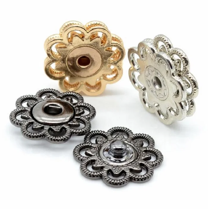 

Arts Crafts Snap Buttons 18/21/25mm Fasteners Press Stud Invisible snowflake for handmade Gift Box Scrapbook Craft DIY Sewing Wh