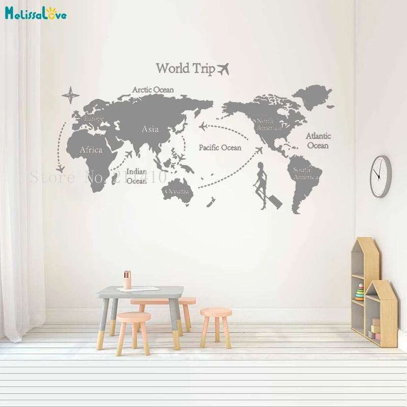Карта мира Настенная Наклейка английский абстракция океана и материков домашний декор для гостиной самоклеящиеся художественные фрески YT676