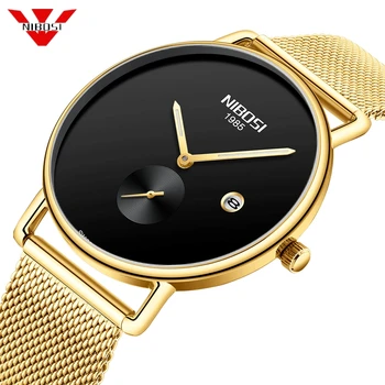 

NIBOSI Simple Style Men Watches Mesh Business Watch Waterproof Wristwatch Quartz Thin Sport Watch Male Relogio Masculino