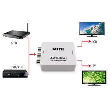 100 шт в наборе, RCA конвертер видео из AV в HDMI адаптер мини-композит CVBS к HDMI AV2HDMI конвертер в розничной посылка 1080 P