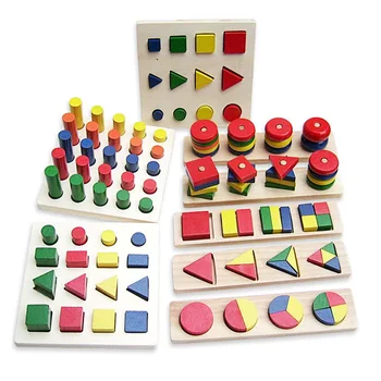 

8 Pcs Baby Wooden Educational Toys Geometry Shape Learning Teaching Sorter Stacking Combination Block Toy Set