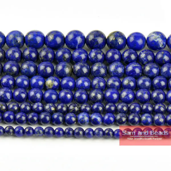 

Wholesale Natural Stone Lapis Lazuli Round Loose Beads 15" Strand 4 6 8 10 12 14MM Pick Size DIY Necklace Bracelet LLB01