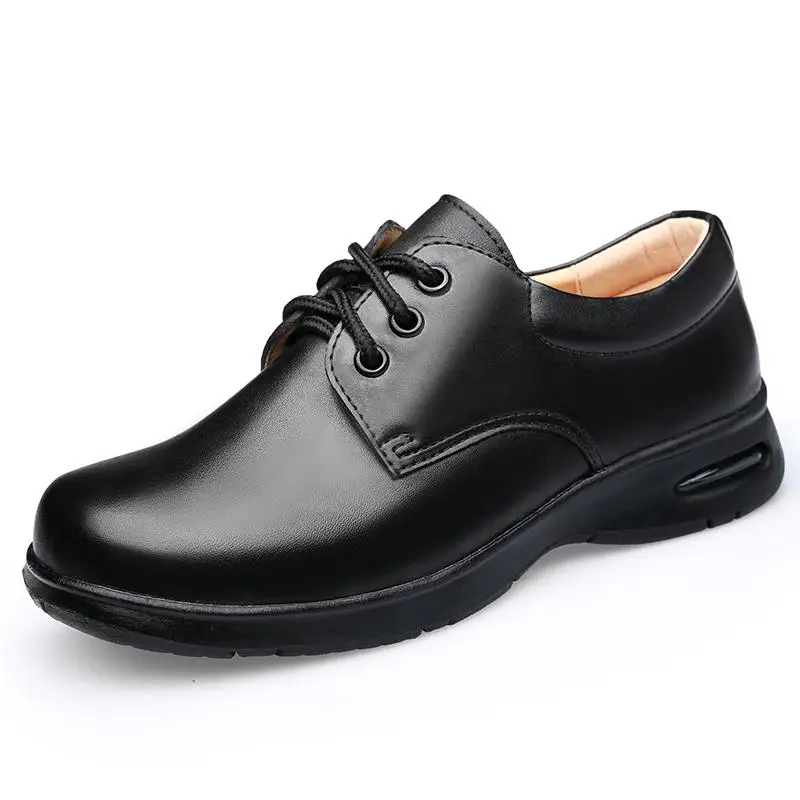 Натуральная кожа Мальчики Обувь детская форма свадебные модельные туфли воздушная подушка воловья кожа Дети Оксфорд Студенческая школьная обувь банкет - Цвет: Black