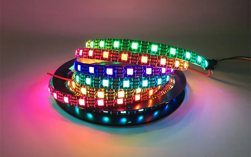 1 м/5 м WS2812B 30/60/144 светодиодов/m Smartled пикселей RGB индивидуально адресуемых светодиодные полосы светильник черный/белый печатных плат WS2812 IC WS2812B 5V