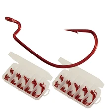 50 шт./кор. рыболовные крючки 5 размеров черный красный никелевый кривошипный крючок рыболовный крючок Набор пластиковый ящик для хранения высокий крючок из углеродистой стали колючий крючок