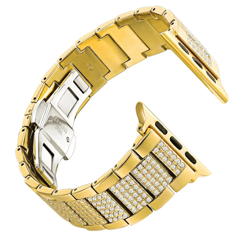 

Diamond watchband For apple watch 42 mm 38mm stainless steel iwatch band series 4 3 2 1 Wrist Metal strap Link Bracelet