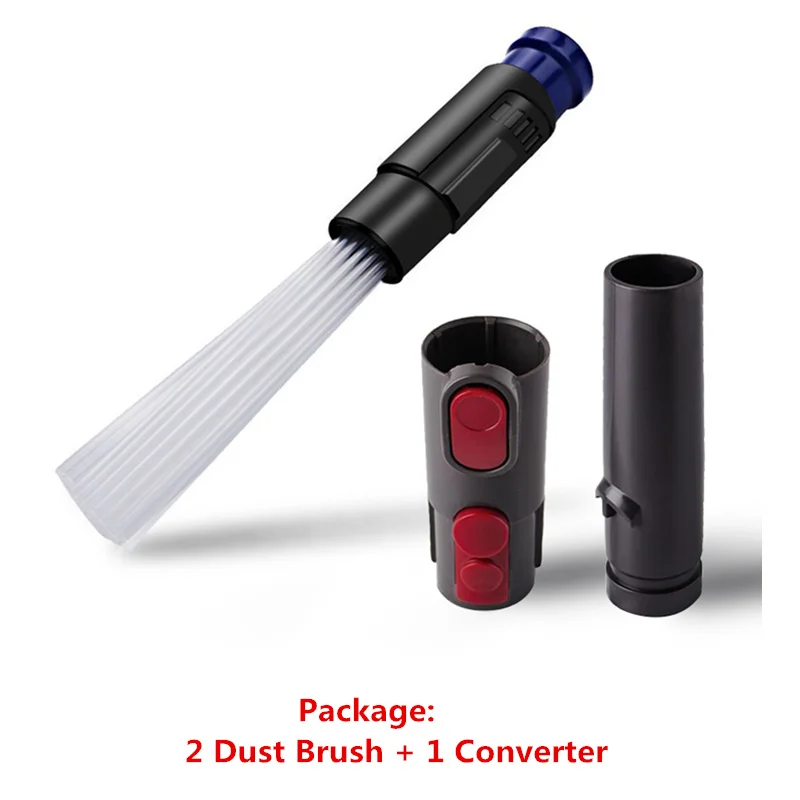 2Blue with converter Универсальная вакуумная щетка для пыли с насадкой для пылесоса Dyson V10 V8 V7 или V6, Сменный Адаптер для пылесоса - Цвет: 2Blue with converter
