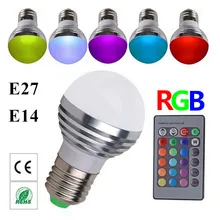 E27 E14 RGB светодиодный лампы Светодиодный прожектор с регулируемой яркостью яркая осветительные декораци для помещений с пультом дистанционного управления 16 Цвета 110V 220V