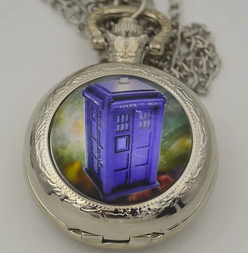 Оптовая продажа модные кварцевые карманные часы Doctor Who женские ожерелья