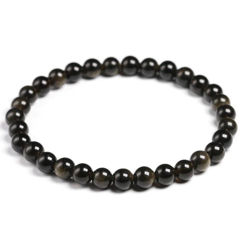 Genuine Black Gold Obsidian Women Men Stretch Powerful Bracelets 6 8 10 12mm Gemstone Round Beads Natural Stone Bracelet Gift - Image 3