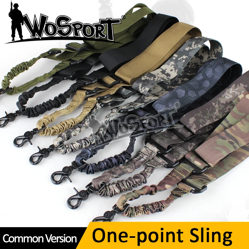 

WOSPORT Tactical 1 One Point Single Airsoft Military Tactical Gun Weapon Adjustable Nylon Bungee Sling System Khaki Strap