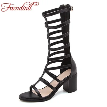 

brand summer shoes women's knee high boots leather summer sandals sexy cut-outs fashion rome dress casual shoes platform sandals