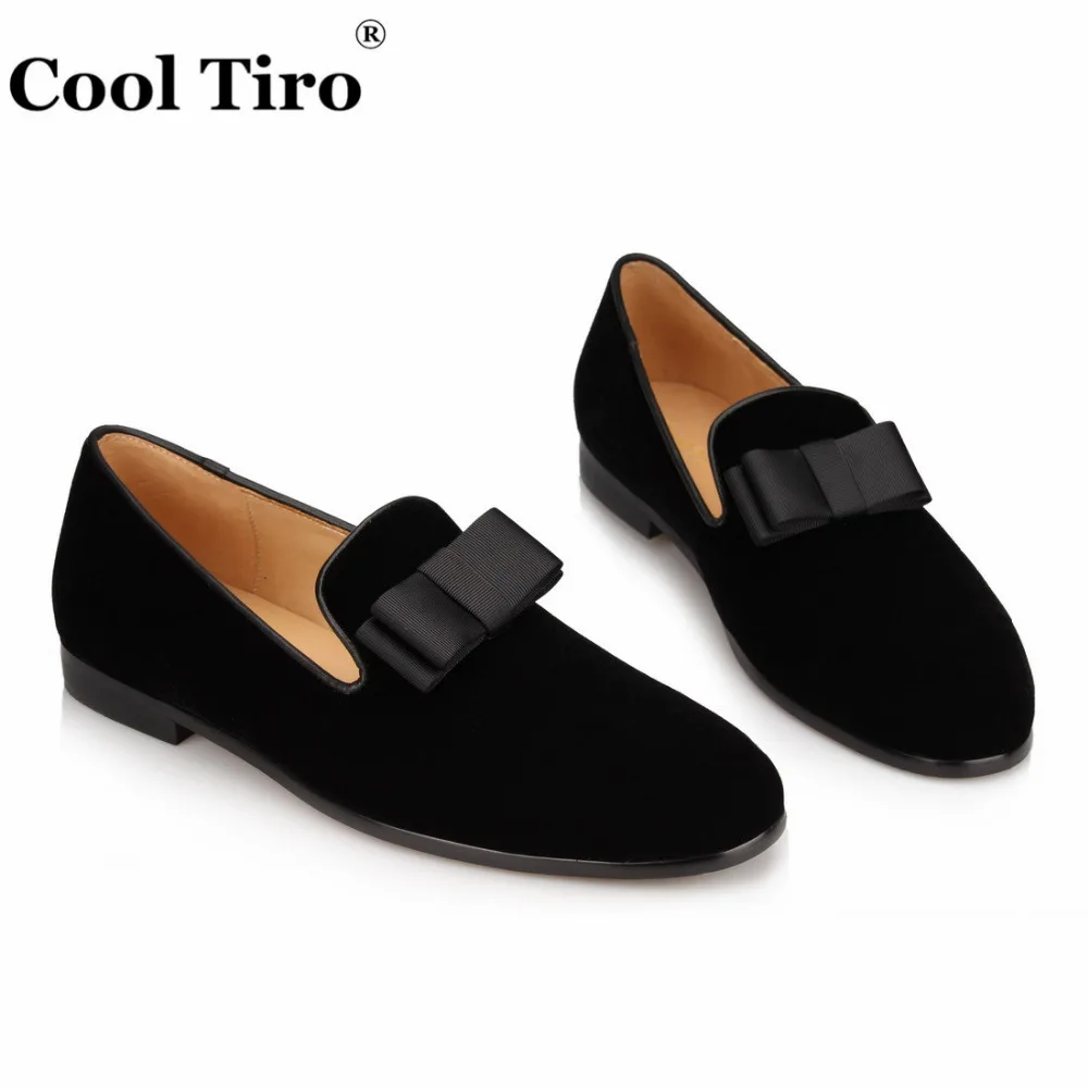 Black Velvet Loafers With Bow Slippers Men Moccasins (5)