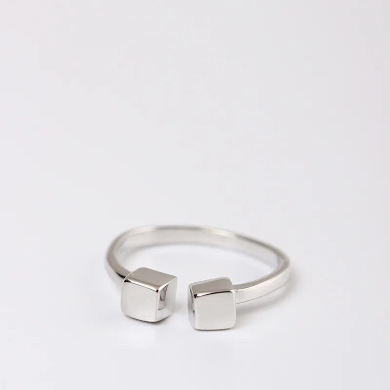 block Rings 100% Sterling 925 silver Jewelry Vintage Adjustable rings for women gift