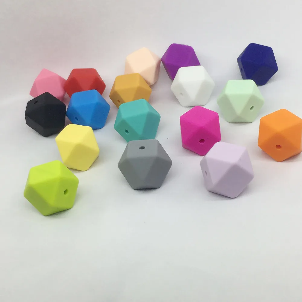 

Wholesale Large Hexagon Loose Silicone Beads for Teething Necklace Silicone Geometric beads For Baby Teether BPA Safe Loose Bead