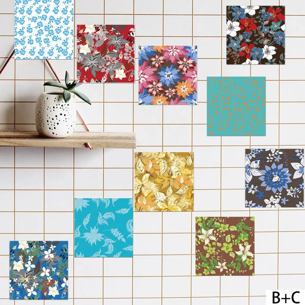 

Hot Sale Retro Flowers Leaves DIY Tile Wall Sticker Decal Self-Adhesive Home Shop Decor