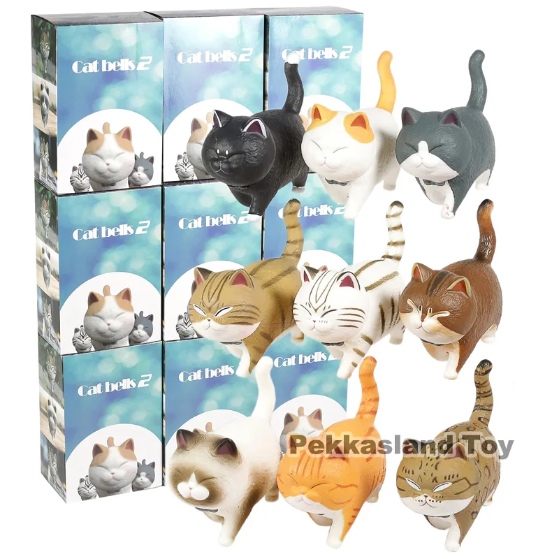 

Anime Cartoon Cat Bells Vol.2 Kawaii Lovely Neko Cats PVC Figures Toys Dolls 9pcs/set