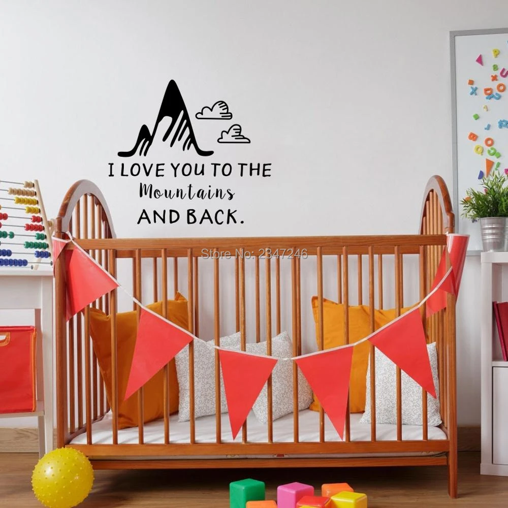 I Love You To The Mountains And Back Quote Wall Stickers Mountain Clouds Wall Decal For Kids Bedroom Decor Wall Stickers Aliexpress