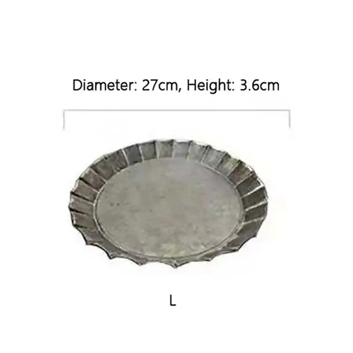 Уникальный цветочный ободок ручной работы винтажный античный металлический поднос Ribboned круглый железный поднос деревенский Ретро поднос для дома церковная свадьба - Цвет: L