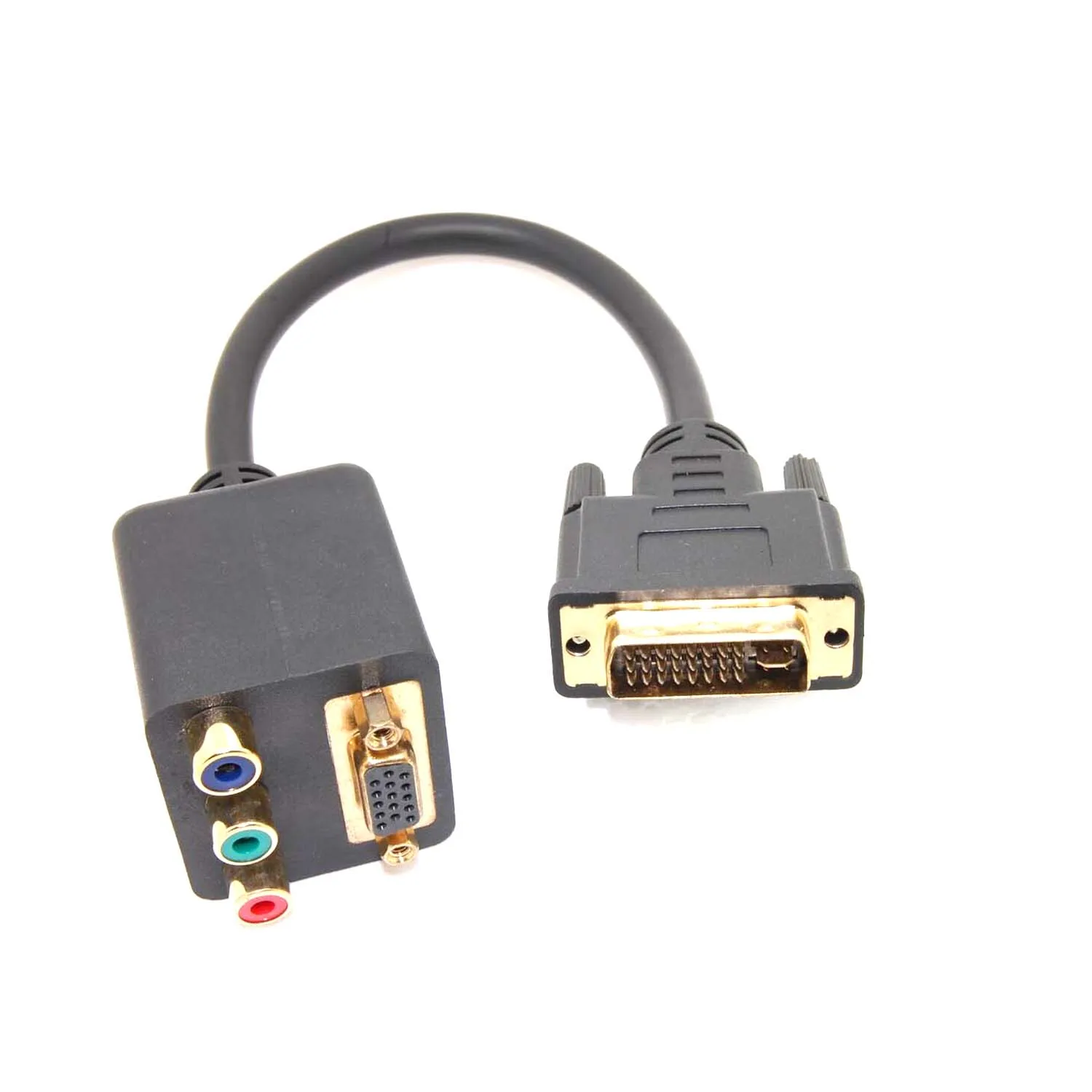 10 قطعة DVI-I الذكور إلى VGA/RCA RGB المكون المزدوج الإناث Y-كابل مهايئ مجزأ