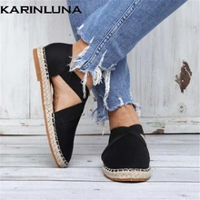 KarinLuna/Новое поступление; сезон весна-лето; повседневные женские лоферы на плоской подошве; женская обувь на низком каблуке; большие размеры 35-43
