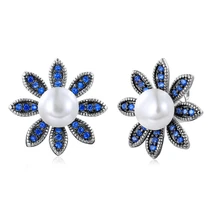 Garilina, серебряные серьги, синие камни, белые жемчужные серьги-гвоздики, модные ювелирные изделия, женские серьги E2285