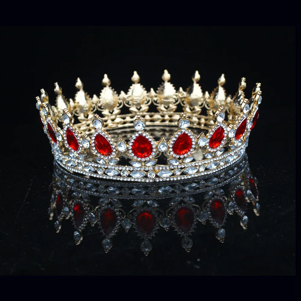 

Luxurious Sparkling Crystal Baroque Queen King Bridal Tiara Crown Headpiece Women Party Diadem Wedding Hair Jewelry Accessories