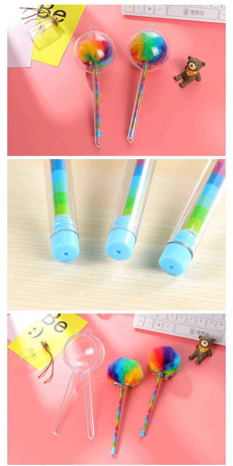 1 шт. корейские милые плюшевые Радуга гелевая ручка творческих канцелярских подарок для детей