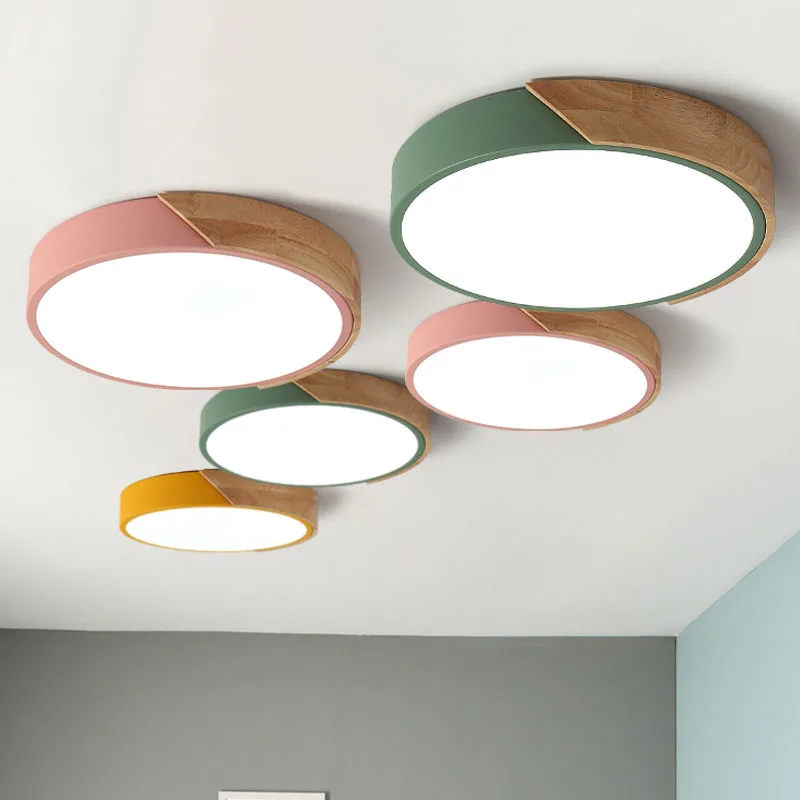 

H:5cm ultra-thin Wood+iron Lighting LED ceiling lights for Living Bedroom plafonnier led Lustres De Sala Plafon ceiling lamp