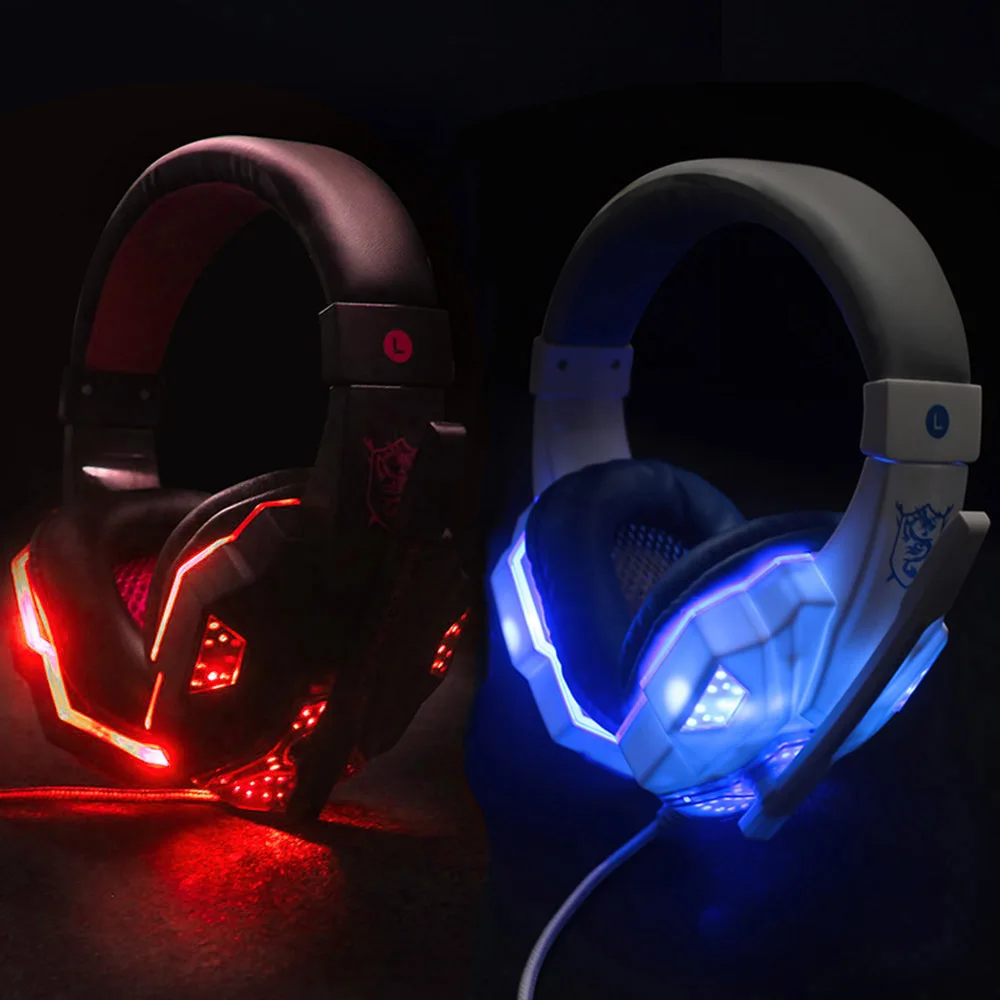 Koop Beste Gaming Headset Gamer casque Diepe Bass Gaming Hoofdtelefoon voor Computer PC Laptop PS4 Xbox Een Notebook met Microfoon LED