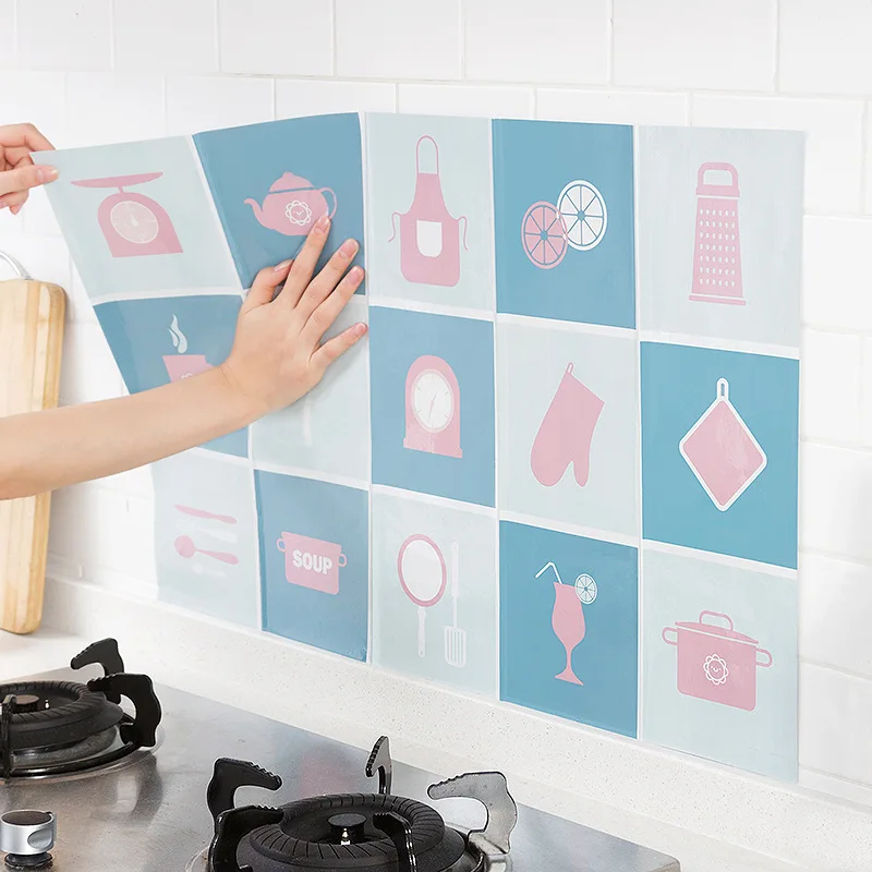 

2019New Modern Kitchen Anti-Oil Sticker Waterproof Bathroom Tile Paste Anti-Oil Kitchen Cooking Washable Wall Sticker Home Decor