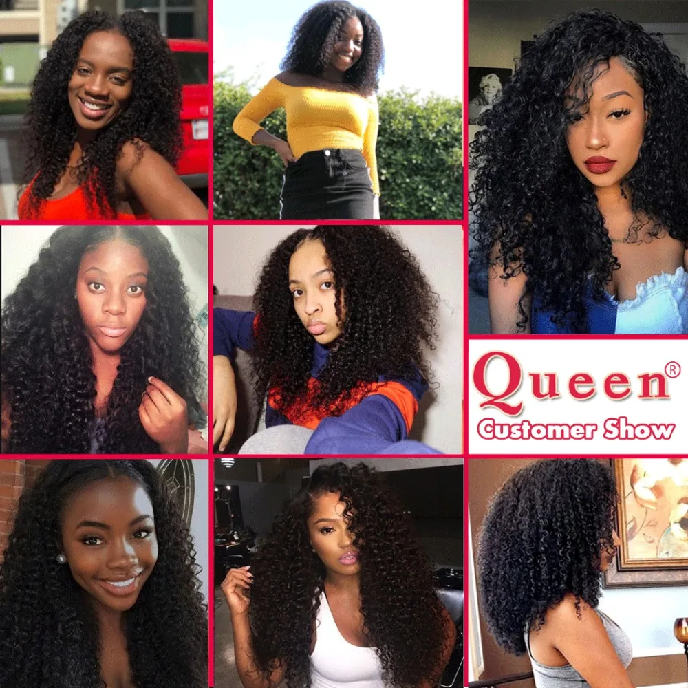 Queen Products Brazilian Kinky Curly 3/4 Bundles With Closure 100% Remy Human Weave Bundles With Lace Closure Hair Extensions Queen Products Brazilian Kinky Curly 3/4 Bundles With Closure 100% Remy Human Weave Bundles With Lace Closure Hair Extensions