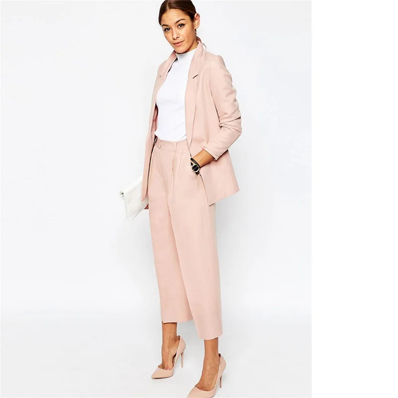 220 Jacket+Pants White Womens Business Suits Female Office Uniform Straight Trousers Suit Single Breasted 2 Piece Elegant Blazer