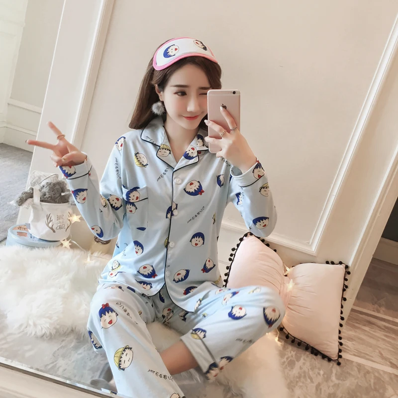style 16 Комплекты(Топы+ штаны), женские пижамы, Осень-зима, женские пижамы, хлопковая одежда, длинные топы, женская пижама, комплекты для сна для мамы - Цвет: style 16