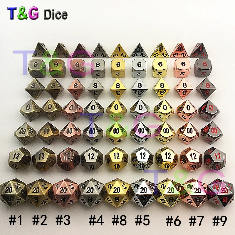 Высокое качество металлический набор d4 d6 d8 d10 d% d12 d20 многогранные игральные кости цифровой Дракон игрушки RPG с коробками для подарка