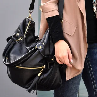2015 Ladies Medium Black Casual Vintage Long Zipper Pocket Crossbody ...