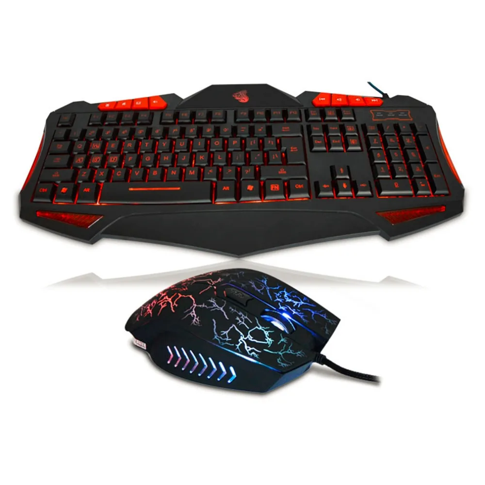 

New LED Gaming Keyboard Mouse Set Wired Colorful Illuminated Keyboard and Mouse Set for PC USB Wired LED Gaming Kit