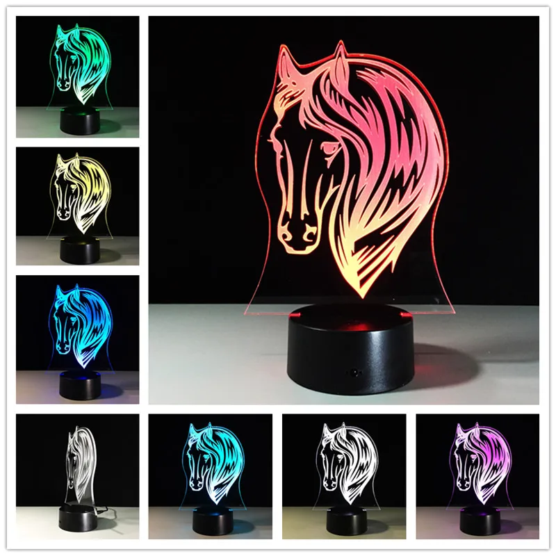 Usb Led 3D ночной Светильник с питанием от аккумулятора ed Horse, внешний аккумулятор, светодиодный Usb 3d светодиодный Ночной светильник, внешний аккумулятор, лампы - Испускаемый цвет: D