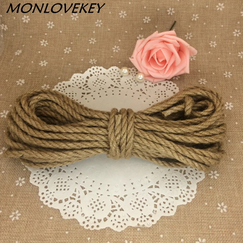 

6mm DIY natural coarse hemp jute rope handmade decoration stair guardrail Cat Pet scratch board climbing cords 10m/lot