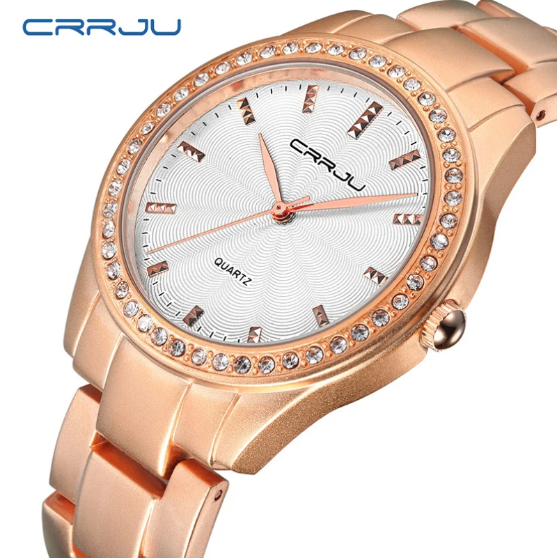 Prix pour Marque de luxe CRRJU Quartz Montre Femmes Or Bracelet En Acier Montre 30 M étanche Strass Dames Robe Montre relogio feminino Prix pour Marque de luxe CRRJU Quartz Montre Femmes Or Bracelet En Acier Montre 30 M étanche Strass Dames Robe Montre relogio feminino