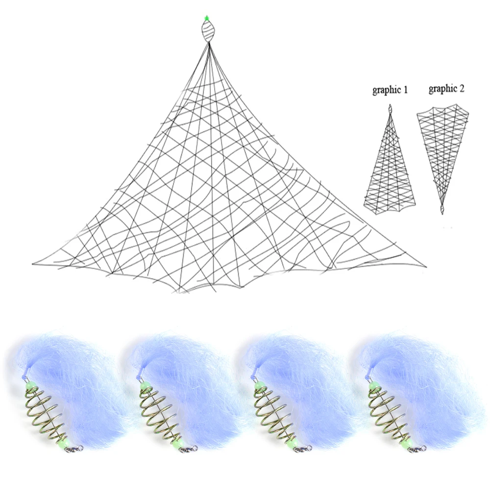 Многоразмерная рыболовная сеть прочная медная пружинная рыболовная сеть с светящиеся бусины сетка для ночной рыбалки